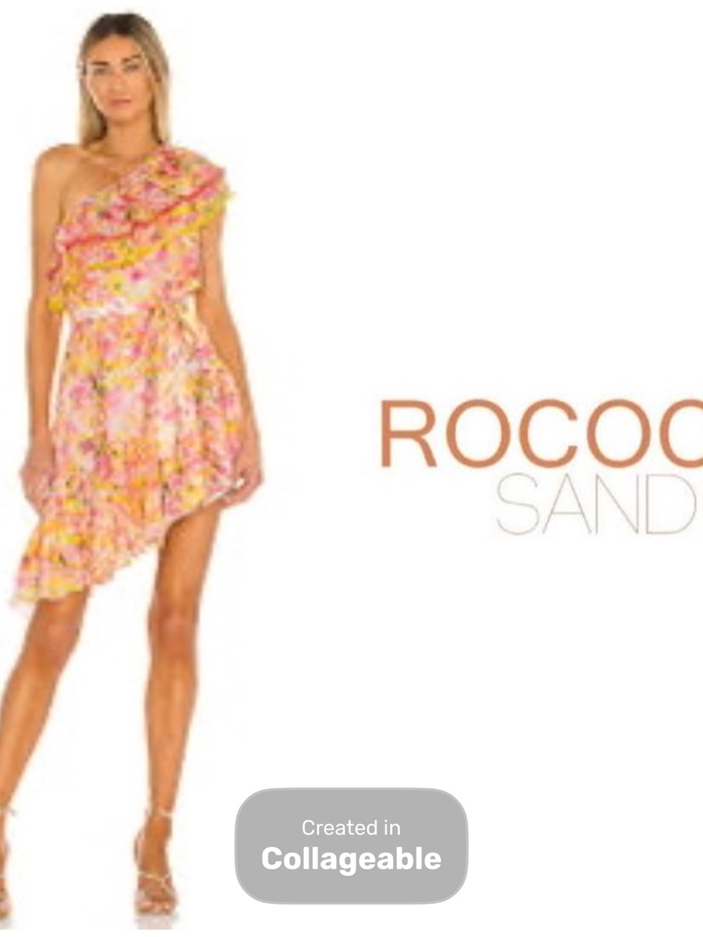 ‼️WOW‼️Rococo Sand One-Shoulder Pink Floral Ruffle Dress